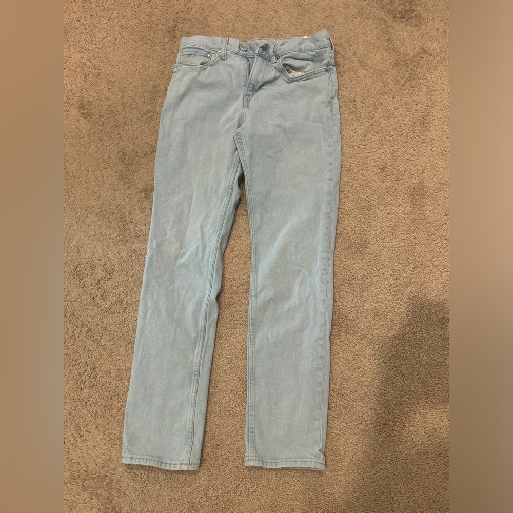 Whitewashed blue jeans